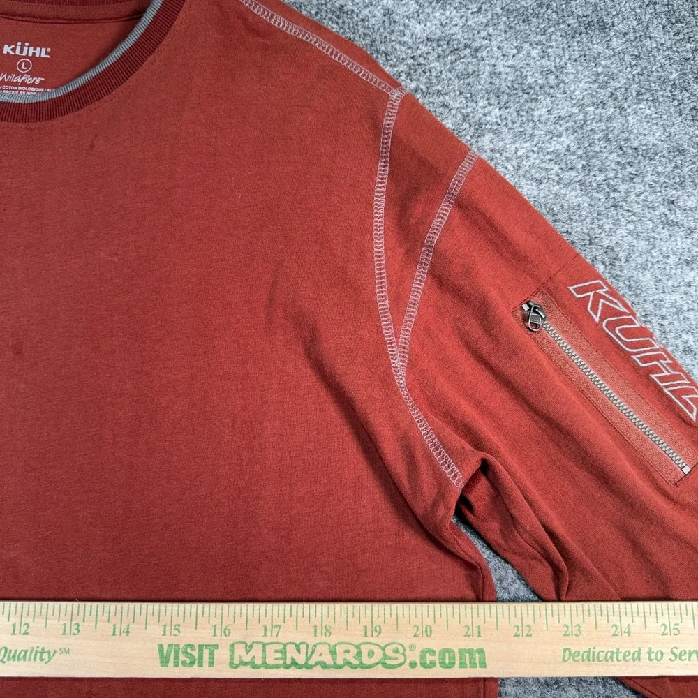 KUHL Wildfibre Shirt Mens Large Red Organic Cotton Zipper Pocket Outdoor Hiking‎